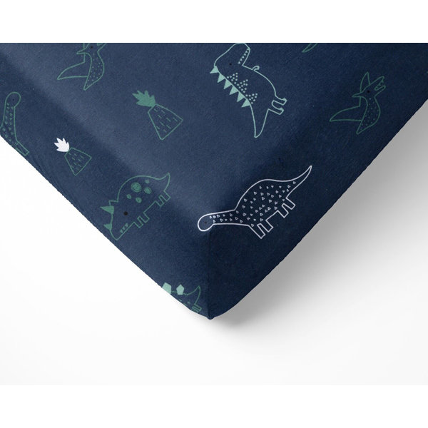 100 Jersey Cotton Knitted Dinosaurs Cot Bed Fitted Sheet